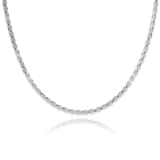 925 Sterling Silver Diamond Cut Rope Chain