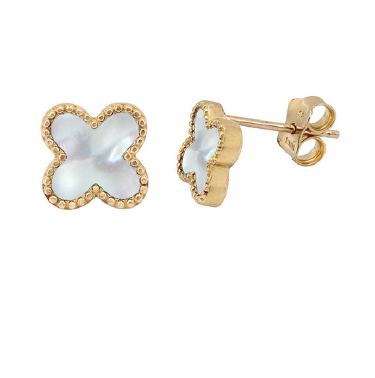 Mother of Pearl Clover Studs