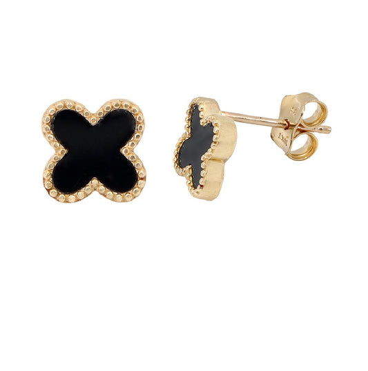 Golden Nightfall Clover Studs