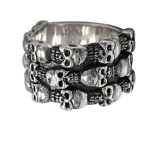 Sterling Silver Eternal Skull Row Band