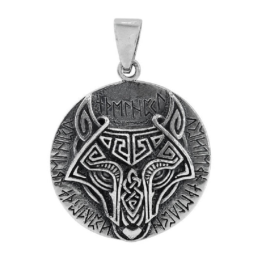 Sterling Silver Celtic Knot Wolf Head Pendant