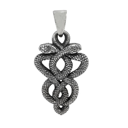 Sterling Silver Eternal Twin Serpent Pendant