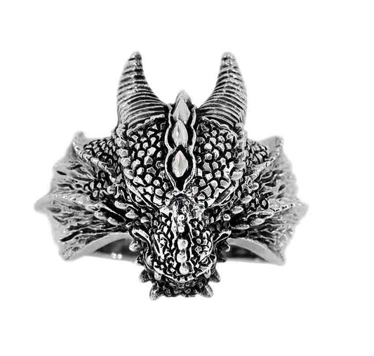 Sterling Silver Fireborn Dragon Majesty Ring