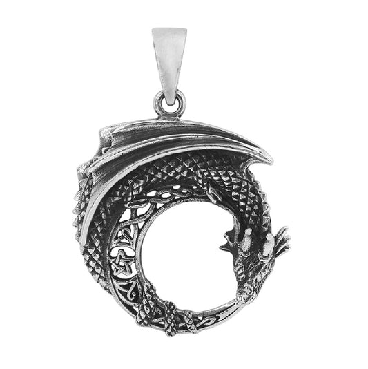 Sterling Silver Eternal Warden Dragon Pendant