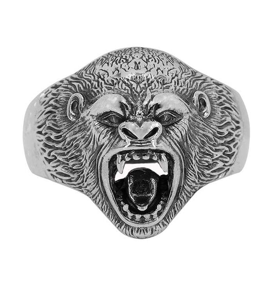 Sterling Silver Alpha Roar Gorilla Ring