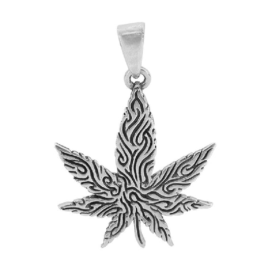 Ferro Chains, 925 Sterling Silver Marijuanas Leaf Pendant