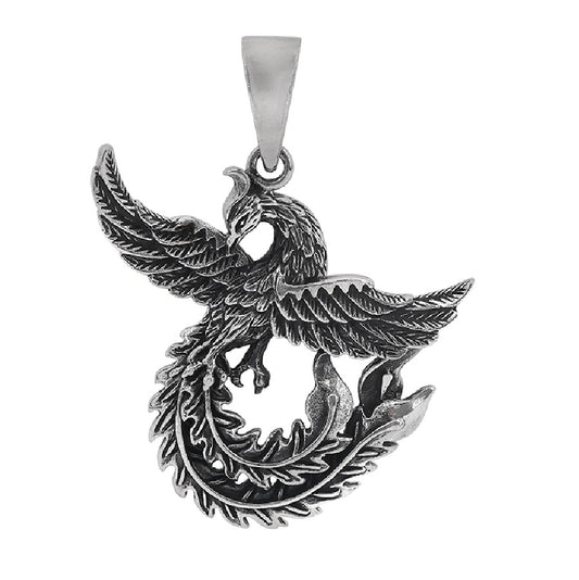 Sterling Silver Majestic Rise Phoenix Pendant