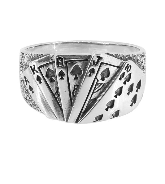 Sterling Silver Royal Flush Ring