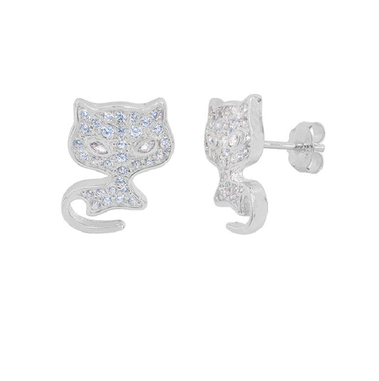 Sterling Silver Glacier Cat Luxe Studs