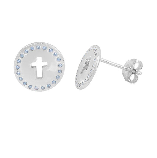 Sterling Silver Radiant Cross Street Studs