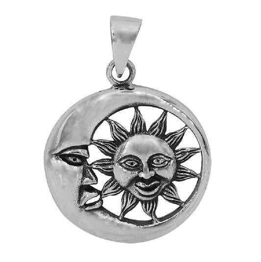 Sterling Silver Eternal Sun Moon Pendant