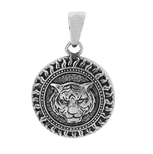 Sterling Silver Eternal Sun Tiger Pendant