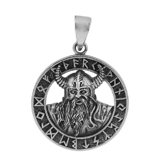 Sterling Silver Runic Warrior Viking Pendant