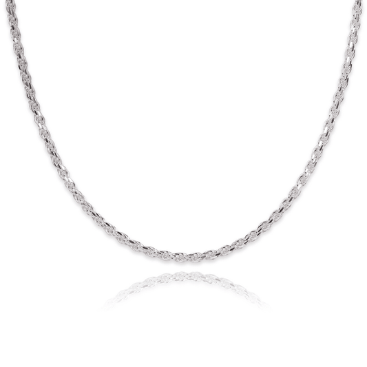 925 Sterling Silver Diamond Cut Rope Chain
